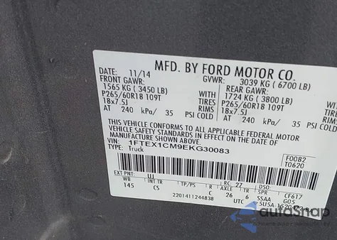 2014 Ford F-150 Stx from USA, damaged, VIN 1FTEX1CM9EKG30083